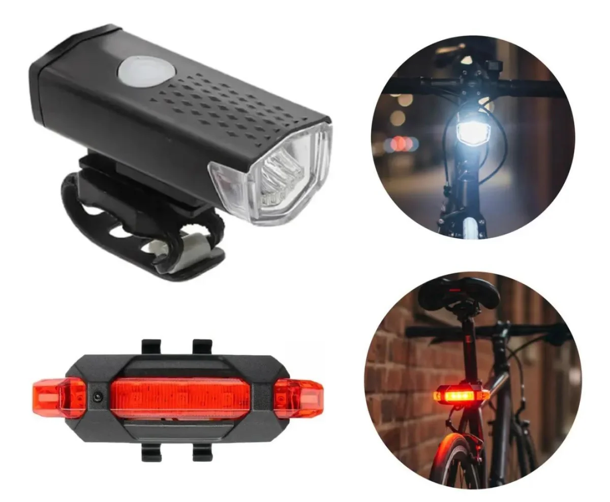 SET DE LUCES BICI RECARGABLE DELANTERA Y TRASERA MOD. 2029