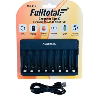   CARGADOR TIPO C P/PILAS AA/AAA NI.MH 8 CANALES 300 MHA