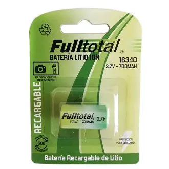   BATERIA 16340 FULLTOTAL LITIO ION 3.7V 700MAH