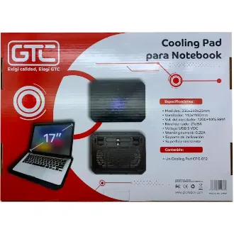 *COOLING PAD P/NOTEBOOK METAL NEGRO C/LUZ AZUL CPG-012