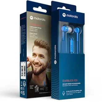   AURICULARES MOTOROLA EARBUDS 105 CELESTE C/MIC
