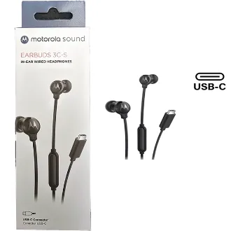   AURICULARES MOTOROLA EARBUDS TYPE C 3C-S NEGRO C/MICROFONO MANOS LIBRES