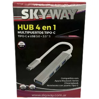   HUB USB 4 EN 1 - TIPO C A 4 PUERTOS USB 3.0