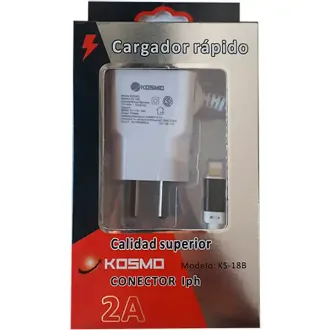   CARGADOR CELULAR KOSMO KS-18B 5V 2 AMP IPHONE