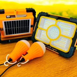 LUZ DE EMERGENCIA RECARGABLE USB Y SOLAR + 2 FOCOS JN-902
