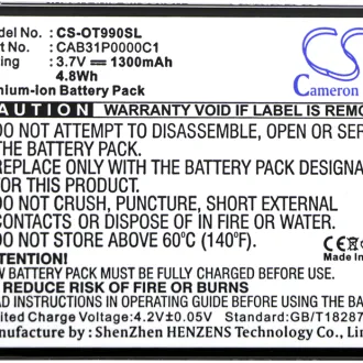 Batería Alcatel OT-990 / OT-4018A BY71 1300mAh — foto 3