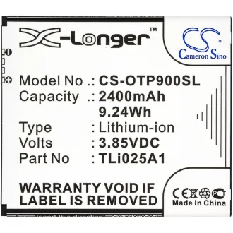 Batería Alcatel PIXI 4 6.0 / OT-9001A TLi025A1 2400mAh — foto 3