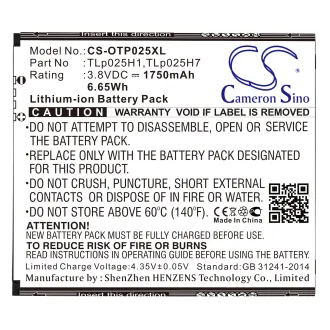 Batería Alcatel ONE TOUCH POP 4 / OT-5051 TLP025H1 1750mAh — foto 3