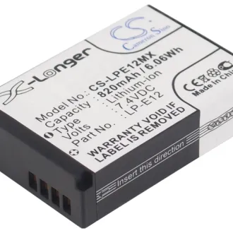 Batería para cámara Canon Powershot SX70 HS (LP-E12) 820mAh 7.4V